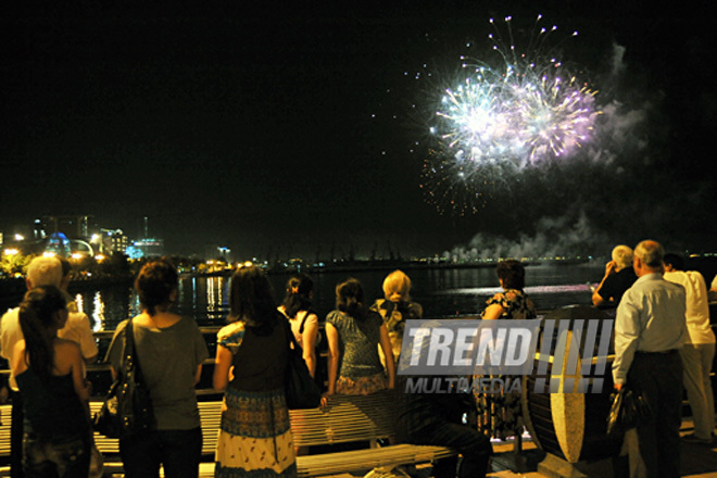 Baku National Park hosted a concert and a grand firework to mark the anniversary of Heydar Aliyev’s coming to power in Azerbaijan, Baku, Azerbaijan, July 14, 2011
