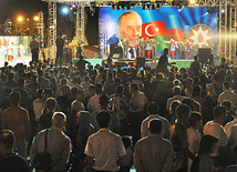 Baku National Park hosted a concert and a grand firework to mark the anniversary of Heydar Aliyev’s coming to power in Azerbaijan, Baku, Azerbaijan, July 14, 2011