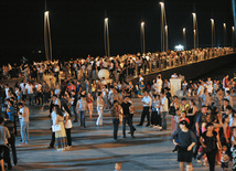 Baku National Park hosted a concert and a grand firework to mark the anniversary of Heydar Aliyev’s coming to power in Azerbaijan, Baku, Azerbaijan, July 14, 2011