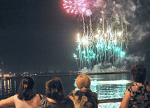 Baku National Park hosted a concert and a grand firework to mark the anniversary of Heydar Aliyev’s coming to power in Azerbaijan, Baku, Azerbaijan, July 14, 2011