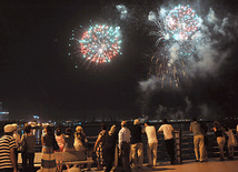 Baku National Park hosted a concert and a grand firework to mark the anniversary of Heydar Aliyev’s coming to power in Azerbaijan, Baku, Azerbaijan, July 14, 2011