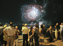 Baku National Park hosted a concert and a grand firework to mark the anniversary of Heydar Aliyev’s coming to power in Azerbaijan, Baku, Azerbaijan, July 14, 2011