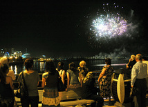 Baku National Park hosted a concert and a grand firework to mark the anniversary of Heydar Aliyev’s coming to power in Azerbaijan, Baku, Azerbaijan, July 14, 2011