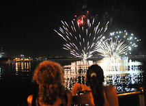 Baku National Park hosted a concert and a grand firework to mark the anniversary of Heydar Aliyev’s coming to power in Azerbaijan, Baku, Azerbaijan, July 14, 2011