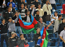 Azeri fans rejoice at goal, Baku, Azerbaijan, September 6, 2001