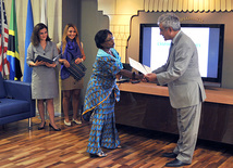 Rector of the Academy Hafiz Pashayev at the ceremony of awarding certificates to diplomats of African countries, Baku, Azerbaijan, Sept. 9, 2011
