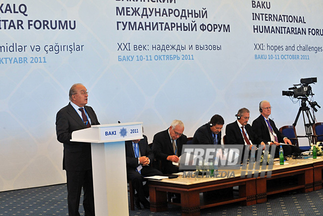 International Humanitarian Forum "XXI century: hopes and challenges". Baku, Azerbaijan, Okt.10, 2011 