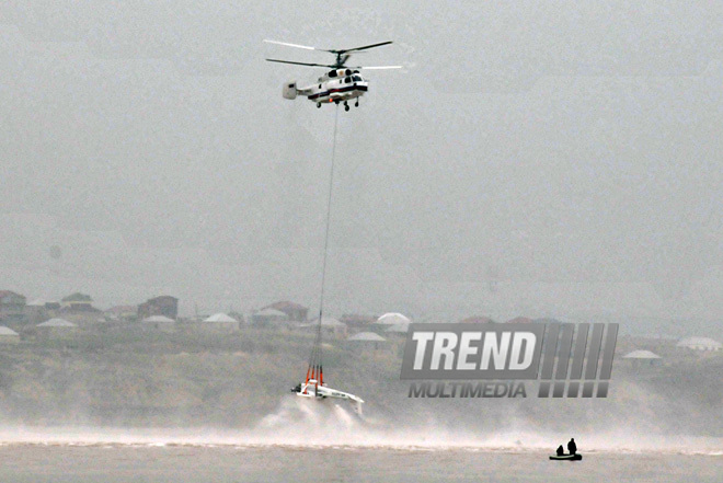 A training aircraft fell down into Masazir Lake in Baku. Baku, Azerbaijan, Dec.23, 2011 