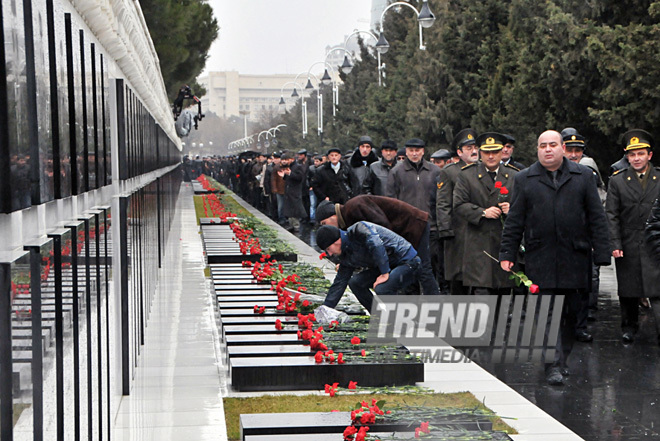 Azerbaijan commemorates 22nd anniversary of 20th January tragedy. Baku, Azerbaijan, Jan.20, 2012 