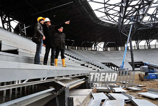 The construction of "Baku Crystal Hall" complex where the "Eurovision-2012" song contest will be held. Baku, Azerbaijan, Jan. 30, 2012