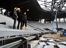 Строительство комплекса "Baku Crystal Hall", где пройдет песенный конкурс "Евровидение-2012". Баку, Азербайджан, 30 января 2012 г.