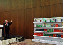 Rudolf Ivanov presented a collection of rare historical books to the Heydar Aliyev Foundation. Baku, Azerbaijan, Jan.31, 2012