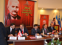 "Akhundzadeh's year" official opening ceremony within TURKSOY, Georgian Minister of Culture and Monument Protection Nicholas Rurua, TURKSOY Secretary-General Dusen Kaseinov, Turkish Culture and Tourism Minister Ertugrul Gunay, Azerbaijani Culture and Tourism Minister Abulfas Garayev. Ankara, Turkey. 2012