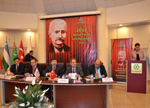 "Akhundzadeh's year" official opening ceremony within TURKSOY, Georgian Minister of Culture and Monument Protection Nicholas Rurua, TURKSOY Secretary-General Dusen Kaseinov, Turkish Culture and Tourism Minister Ertugrul Gunay, Azerbaijani Culture and Tourism Minister Abulfas Garayev. Ankara, Turkey. 2012