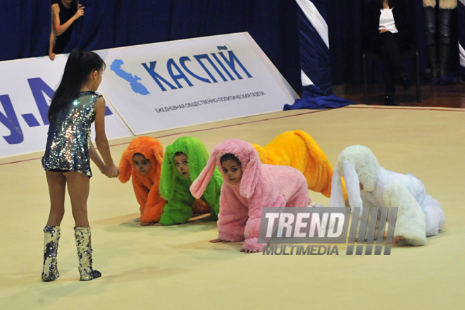 The 19th Open Baku Rhythmic Gymnastics Championship. The Second day. Baku, Azerbaijan, Feb.04, 2012