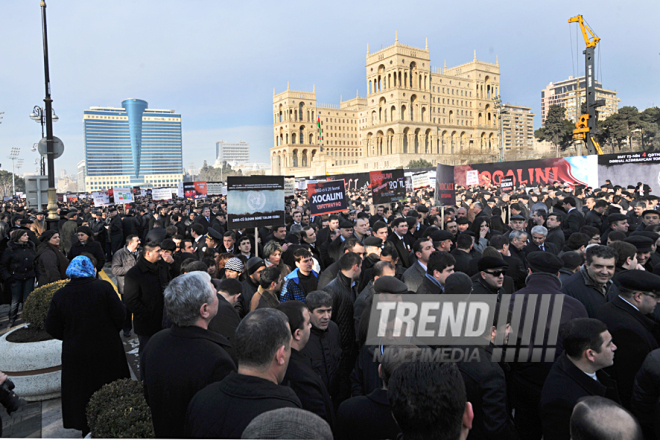 Nationwide march on 20th anniversary of Khojaly genocide held in Baku. Azerbaijan, Feb.26, 2012