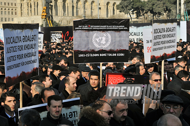 Nationwide march on 20th anniversary of Khojaly genocide held in Baku. Azerbaijan, Feb.26, 2012