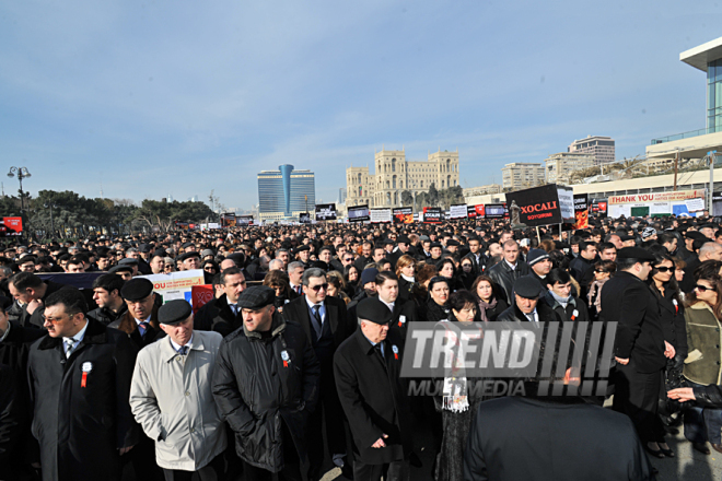 Nationwide march on 20th anniversary of Khojaly genocide held in Baku. Azerbaijan, Feb.26, 2012