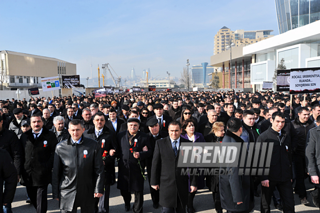 Nationwide march on 20th anniversary of Khojaly genocide held in Baku. Azerbaijan, Feb.26, 2012