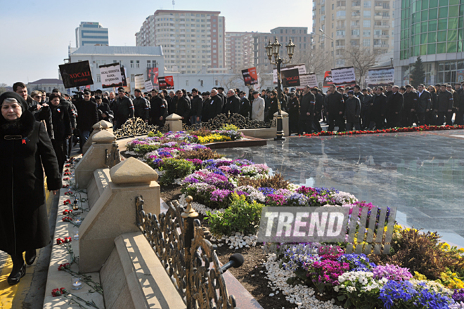 Nationwide march on 20th anniversary of Khojaly genocide held in Baku. Azerbaijan, Feb.26, 2012