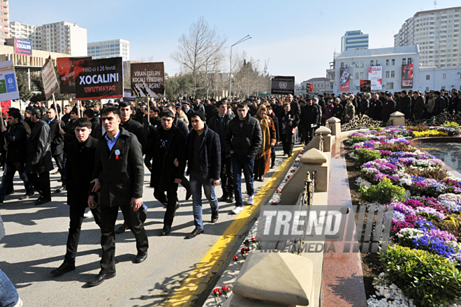 Nationwide march on 20th anniversary of Khojaly genocide held in Baku. Azerbaijan, Feb.26, 2012