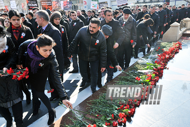 Nationwide march on 20th anniversary of Khojaly genocide held in Baku. Azerbaijan, Feb.26, 2012