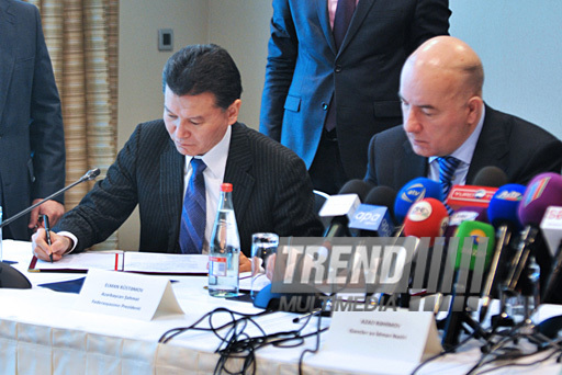 FIDE and Azerbaijani Chess Federation sign cooperation agreement. Baku, Azerbaijan, Apr. 03, 2012