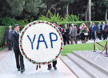 New Azerbaijan Party leadership visited the Alley of Honor before the conference. They paid tribute to national leader, architect and founder of modern independent Azerbaijan Heydar Aliyev and laid a wreath at his tomb. Baku, Azerbaijan, May 05, 2012