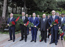 New Azerbaijan Party leadership visited the Alley of Honor before the conference. They paid tribute to national leader, architect and founder of modern independent Azerbaijan Heydar Aliyev and laid a wreath at his tomb. Baku, Azerbaijan, May 05, 2012