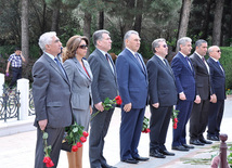 New Azerbaijan Party leadership visited the Alley of Honor before the conference. They paid tribute to national leader, architect and founder of modern independent Azerbaijan Heydar Aliyev and laid a wreath at his tomb. Baku, Azerbaijan, May 05, 2012