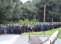 New Azerbaijan Party leadership visited the Alley of Honor before the conference. They paid tribute to national leader, architect and founder of modern independent Azerbaijan Heydar Aliyev and laid a wreath at his tomb. Baku, Azerbaijan, May 05, 2012
