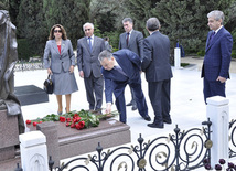 The flowers were laid at the tomb of prominent scientist-ophthalmologist, academician Zarifa Aliyeva. Baku, Azerbaijan, May 05, 2012