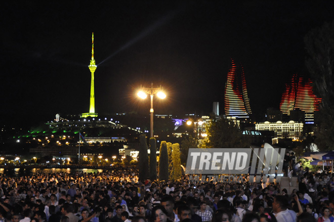 Baku hosts concert and firework celebrations on the occasion of the Day of Republic. Baku, Azerbaijan, May 28, 2012 