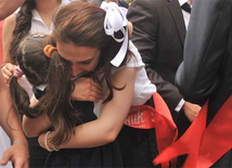 Last bell - symbol of the end of perfect school time. Baku, Azerbaijan, May 31, 2012