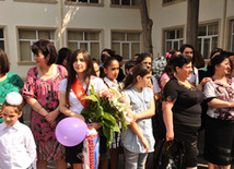 Last bell - symbol of the end of perfect school time. Baku, Azerbaijan, May 31, 2012