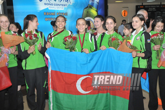 Azerbaijani young gymnasts gain medals at European Championship in Rhythmic Gymnastics. Baku, Azerbaijan, June 04, 2012