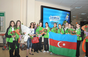 Azerbaijani young gymnasts gain medals at European Championship in Rhythmic Gymnastics. Baku, Azerbaijan, June 04, 2012