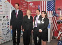 During the visit to the Exhibition Clinton familiarized herself with the stand of the American Chamber of Commerce in Azerbaijan. Baku, Azerbaijan, June 06, 2012