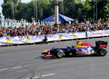 On Sunday a makeshift racetrack at the Baku's central Neftchilar avenue host exhibition race of the current F1 champion team, Red Bull Racing. Azerbaijan, June 17, 2012