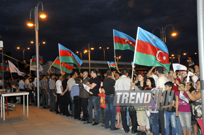 Youth Association of the New Azerbaijan Party organized a concert "Heydar Aliyev: From Rescue to Progress". Baku, Azerbaijan, June 20, 2012