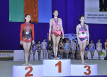 Showing the best result in all-around events and all other four kinds of programs (hoop, ball, ribbon, clubs), Aliya Garayeva became five-time champion of the country in all-around events. Baku, Azerbaijan, June 27, 2012