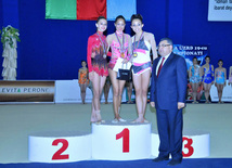 Showing the best result in all-around events and all other four kinds of programs (hoop, ball, ribbon, clubs), Aliya Garayeva became five-time champion of the country in all-around events. Baku, Azerbaijan, June 27, 2012