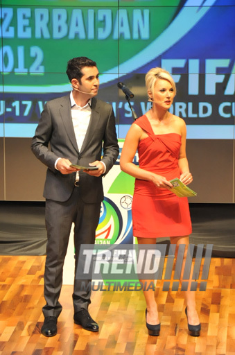 В Баку прошла жеребьевка среди национальных команд, участвующих в чемпионате мира по футболу среди девушек до 17 лет. Баку, Азербайджан, 06 июля 2012 г.