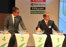 В группу B вошли команды Франции, США, Северной Кореи и Гамбии, в группу С - Мексики, Новой Зеландии, Бразилии и Японии, в группу D - Германии, Китая, Уругвая и Ганы. Баку, Азербайджан, 06 июля 2012 г.