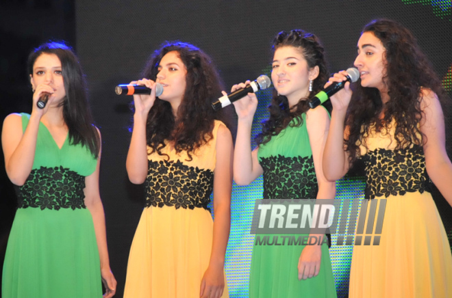 A concert and fireworks on the anniversary of Heydar Aliyev's coming to power in Azerbaijan. Baku, Azerbaijan, July 14, 2012