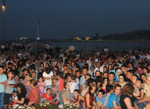 A concert and fireworks on the anniversary of Heydar Aliyev's coming to power in Azerbaijan. Baku, Azerbaijan, July 14, 2012