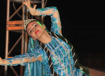 A concert and fireworks on the anniversary of Heydar Aliyev's coming to power in Azerbaijan. Baku, Azerbaijan, July 14, 2012