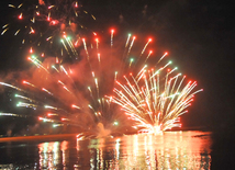 A concert and fireworks on the anniversary of Heydar Aliyev's coming to power in Azerbaijan. Baku, Azerbaijan, July 14, 2012