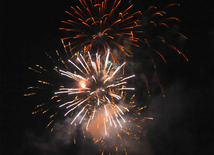 A concert and fireworks on the anniversary of Heydar Aliyev's coming to power in Azerbaijan. Baku, Azerbaijan, July 14, 2012