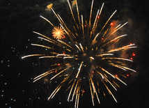 A concert and fireworks on the anniversary of Heydar Aliyev's coming to power in Azerbaijan. Baku, Azerbaijan, July 14, 2012